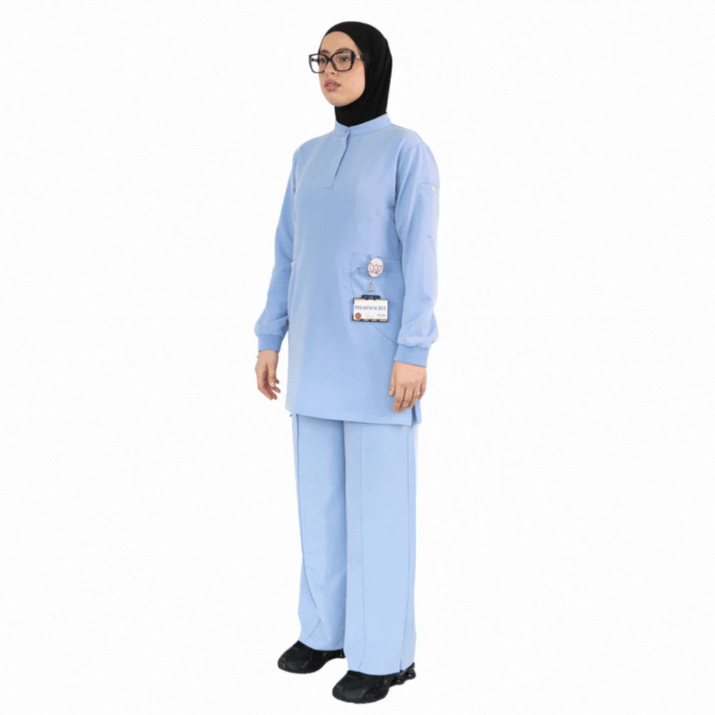 Modest medical sets scrubs long sleeve long tops - layla scrubs